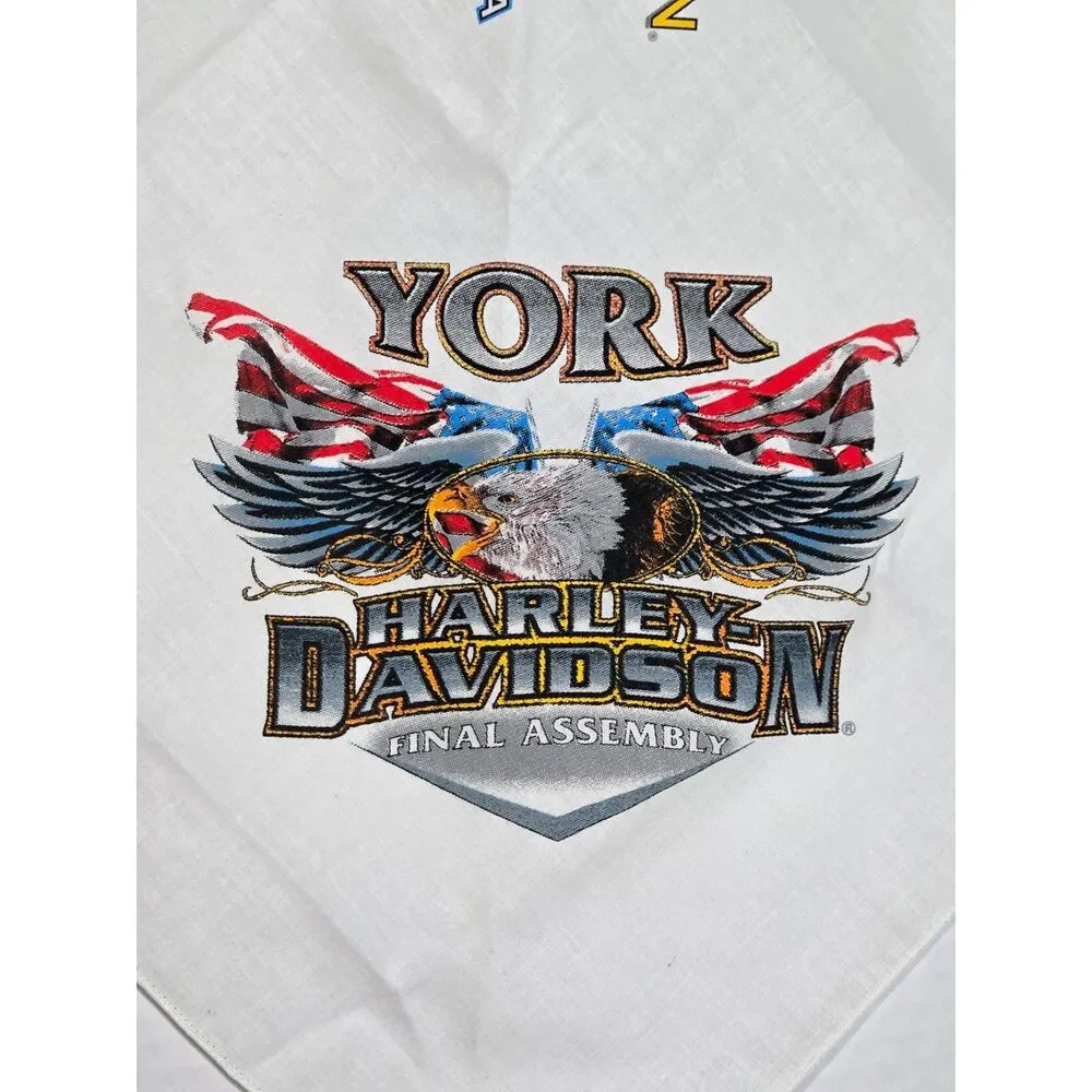Harley Davidson Vintage 1999 York PA Bandana | Final Assembly | White